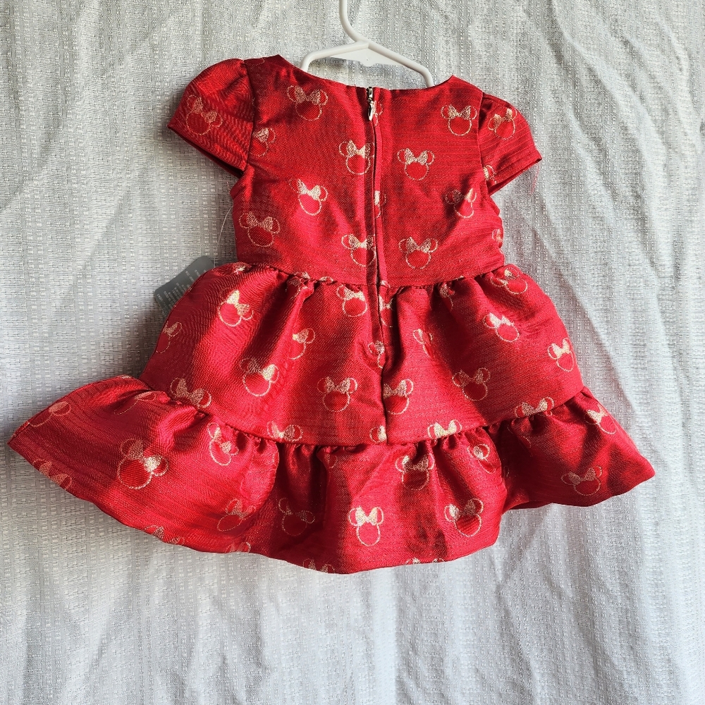 NWT  MINNIE MOUSE RED WITH GOLD EMBROIDERED  DESIGNED DRESS - SIZE 6 MONTHS - Picture 4 of 13